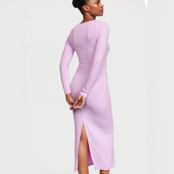 SOLD 🥰TY VICTORIAS SECRET RIBBED MODAL LONG SLEEVE SLIP DRESS LARGE BNWT - Picture 2 of 4